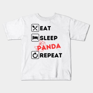 Funny eat sleep panda repeat Kids T-Shirt